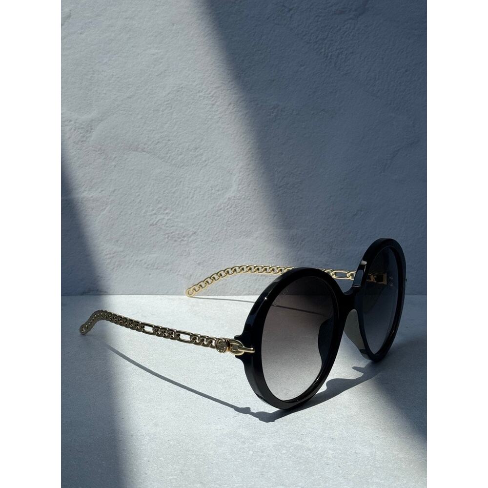 NEW Gucci GG0726S Black Earring Round Oversized Sunglasses - Picture 6 of 7